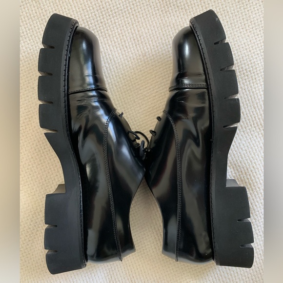 ME+EM Chunky Lace-Up Derby Black Leather Sz 10-10.5 Exc Cond - Picture 4 of 10